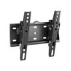 Heavy duty tilting landscape wall mount for 23 to 42 inch screens, showing integrated spirit level, adjustable rails, and tilt hinge mechanism.
