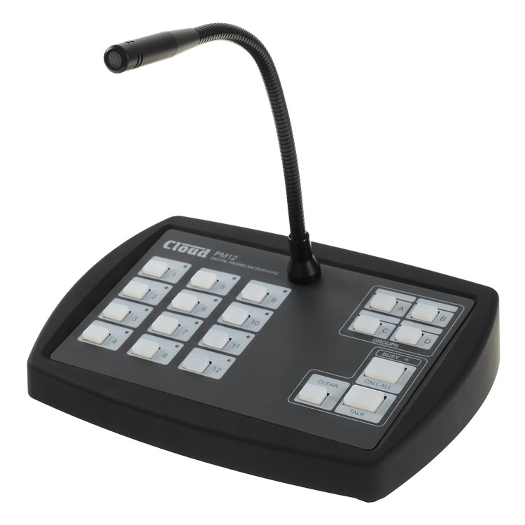 Cloud Electronics PM12EK Twelve-Zone Digital Paging Microphone Cloud Electronics PM12EK twelve-zone digital paging microphone with gooseneck mic and numbered zone select buttons.