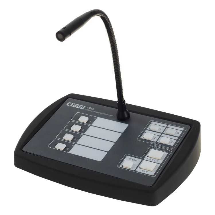 Cloud Electronics PM4-SA Paging Microphone Cloud Electronics PM4-SA four-zone paging microphone with gooseneck mic and Spot Announcer function.