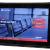Touchscreen room booking display showing the EventMAP interface, indicating "Break-out Pod 1" is in use with options to extend, end, or book the space later.