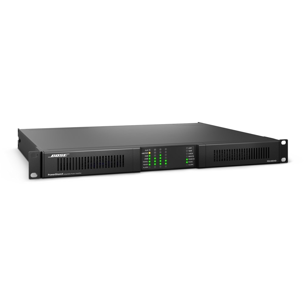 Bose PowerShareX PSX4804D – 4800W Power Amplifier Bose PowerShareX PSX4804D four-channel power amplifier in a space-saving 1RU rack-mount design.