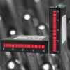 Two red LED digital bar graph displays mounted for industrial process monitoring, shown against a backdrop of metal pins.