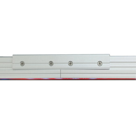 Close-up of mounting bracket fixed to the shelf-edge digital display housing, with illuminated edge strip visible along the base.