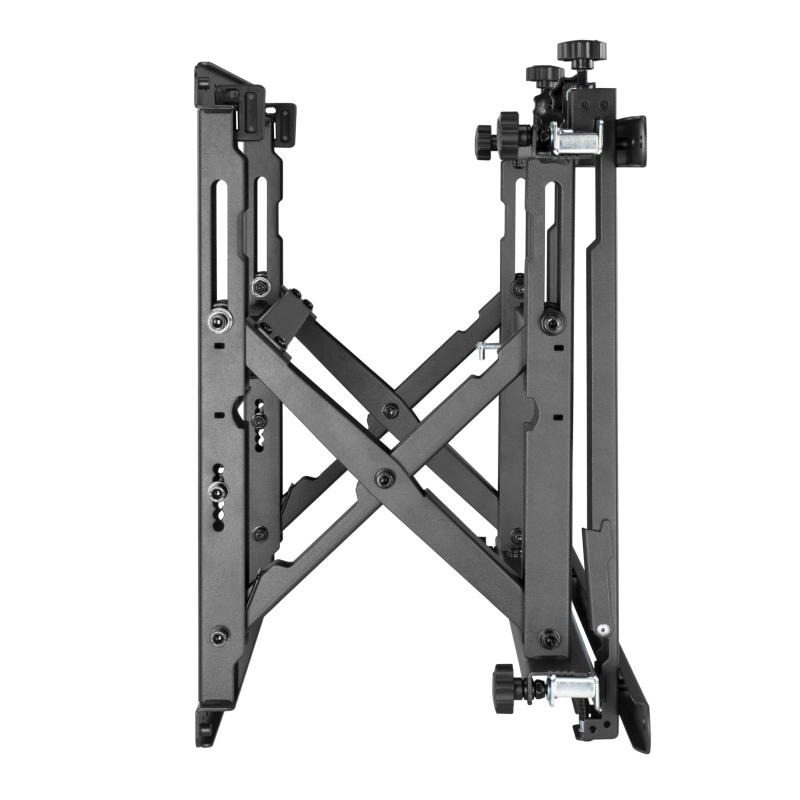 LC1346T Video Wall Mount – Side Profile, Scissor Mechanism Side profile of the LC1346T video wall mounting bracket, showing the scissor-arm push-in/pop-out mechanism in a partially extended position.