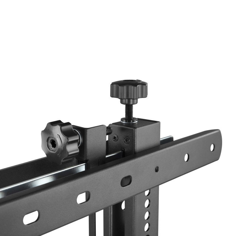 LC1346T Video Wall Mount – Micro-Adjustment Detail Close-up of the micro-adjustment knobs on the LC1346T video wall mounting bracket, used for fine horizontal and depth alignment of individual panels.